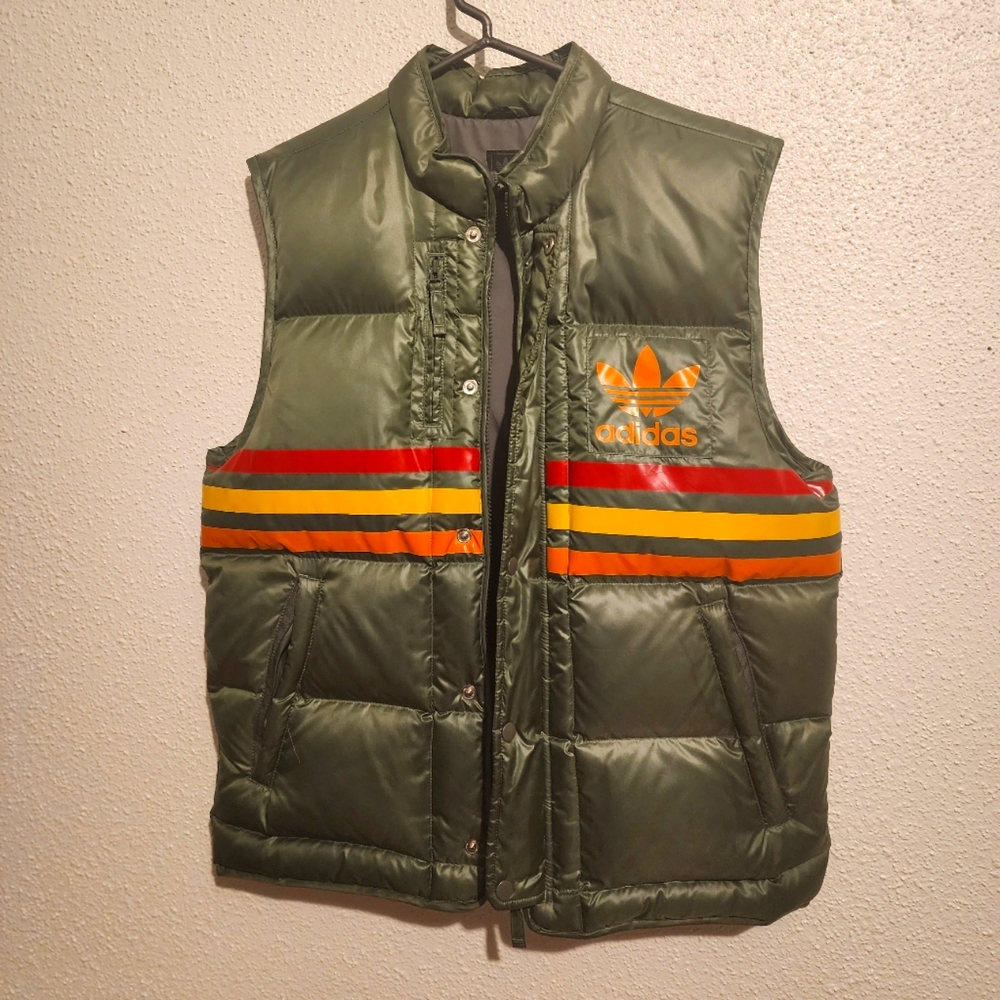 Adidas Vest, Small, Green,  3 Stripes